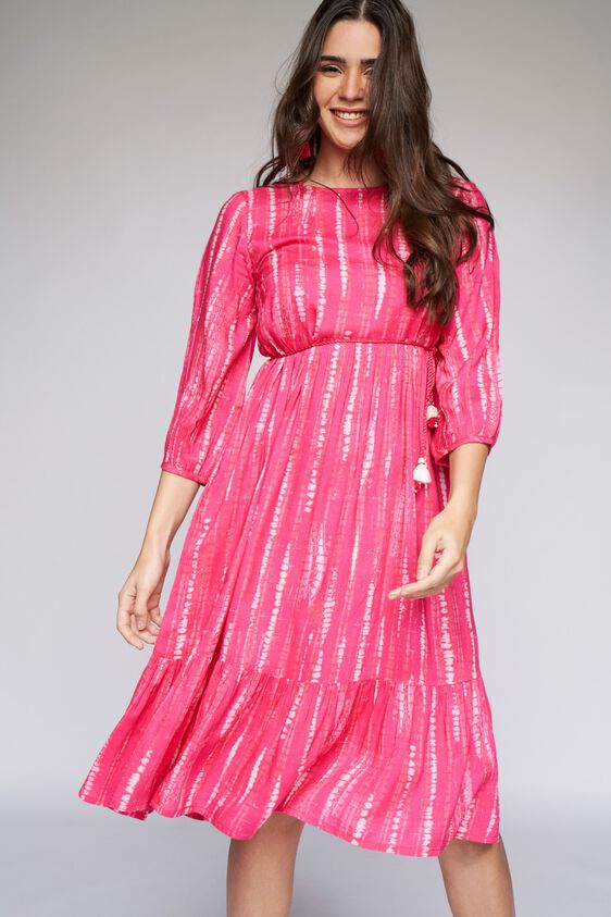 1 - Pink Tie & Dye Fit & Flare Dress, image 1