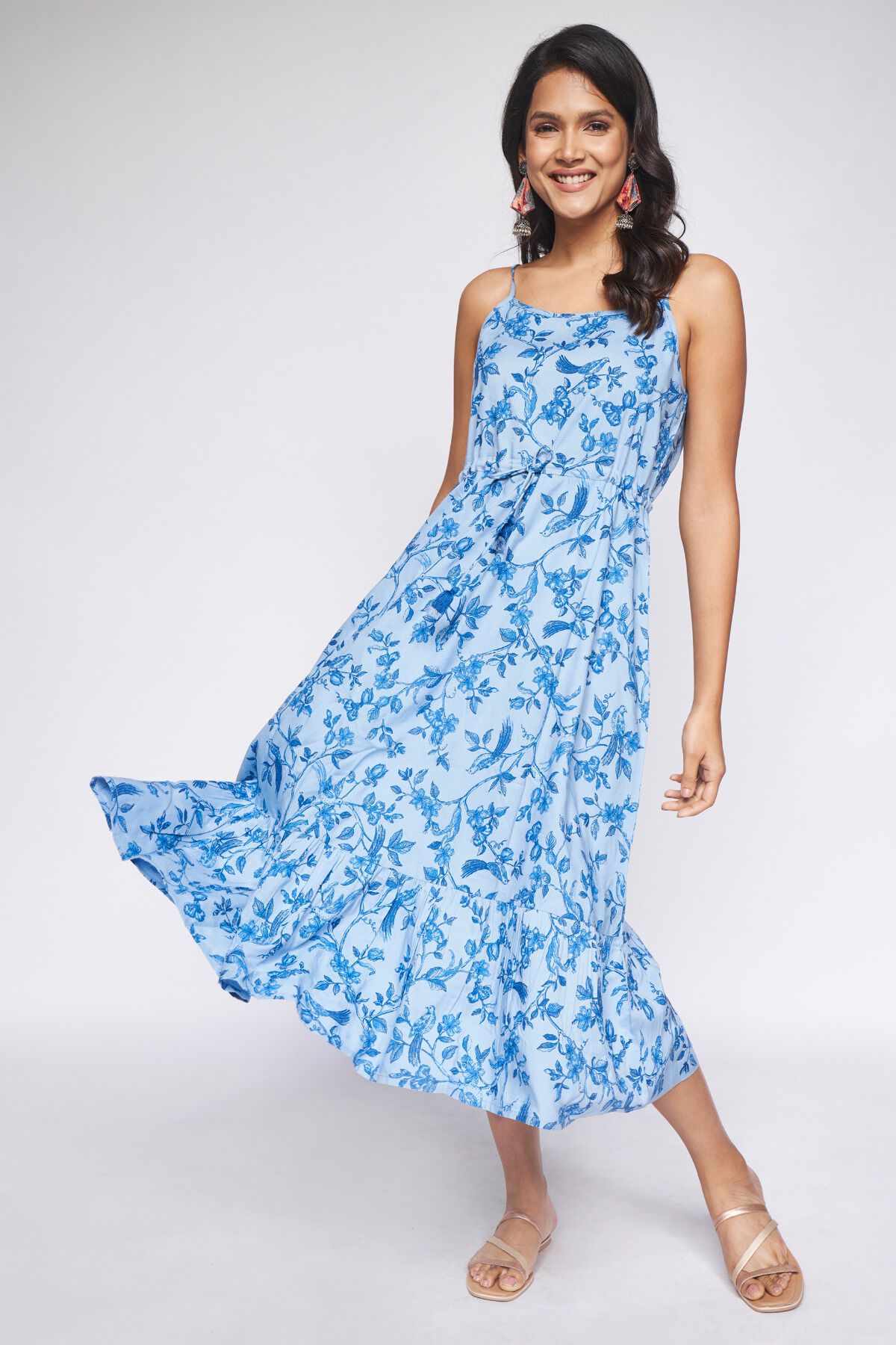 4 - Blue Floral Fit & Flare Dress, image 4