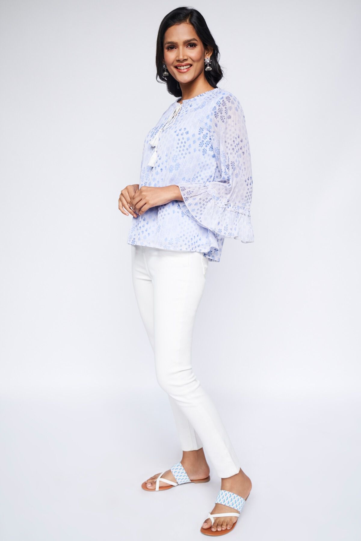 3 - Blue Floral A-Line Top, image 3