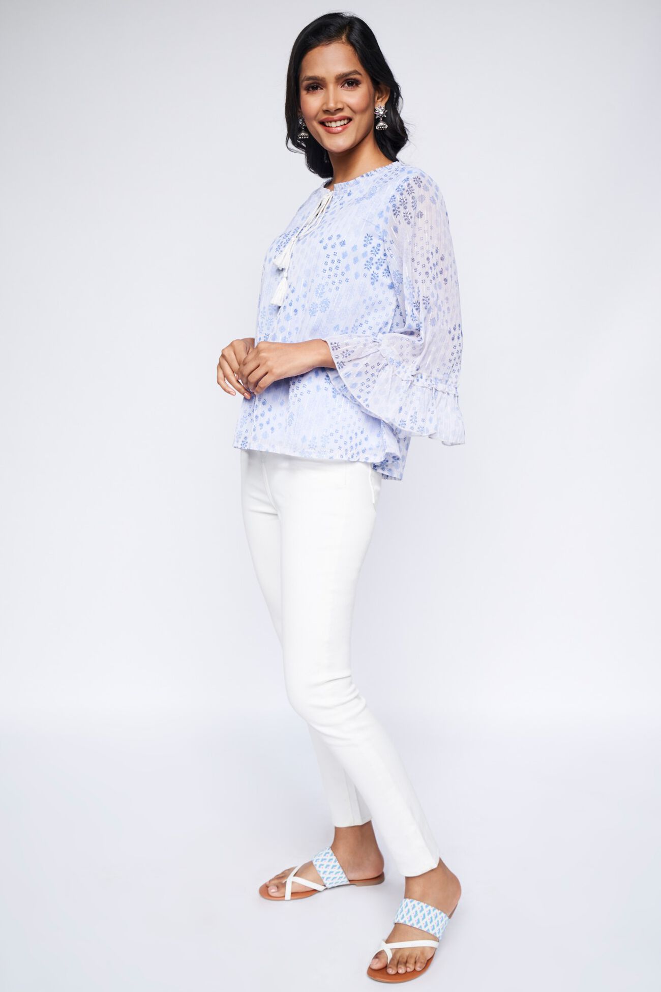 3 - Blue Floral A-Line Top, image 3