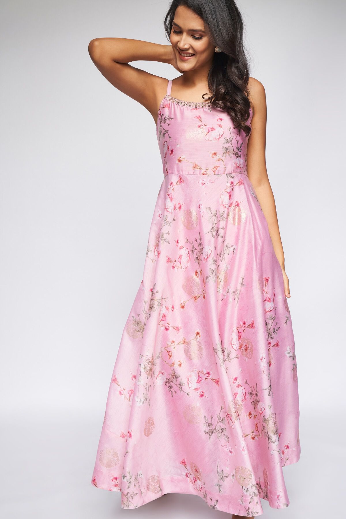 Pink Floral Fit & Flare Dress, Pink, image 6