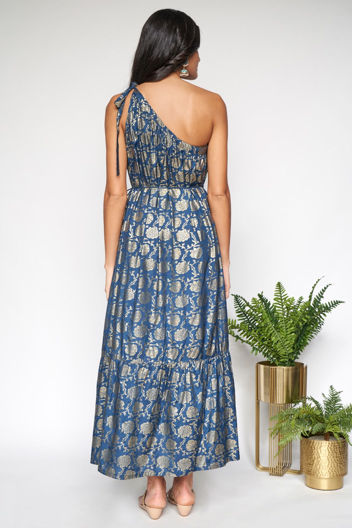 4 - Teal Tie Ups Fit and Flare Gown, image 4