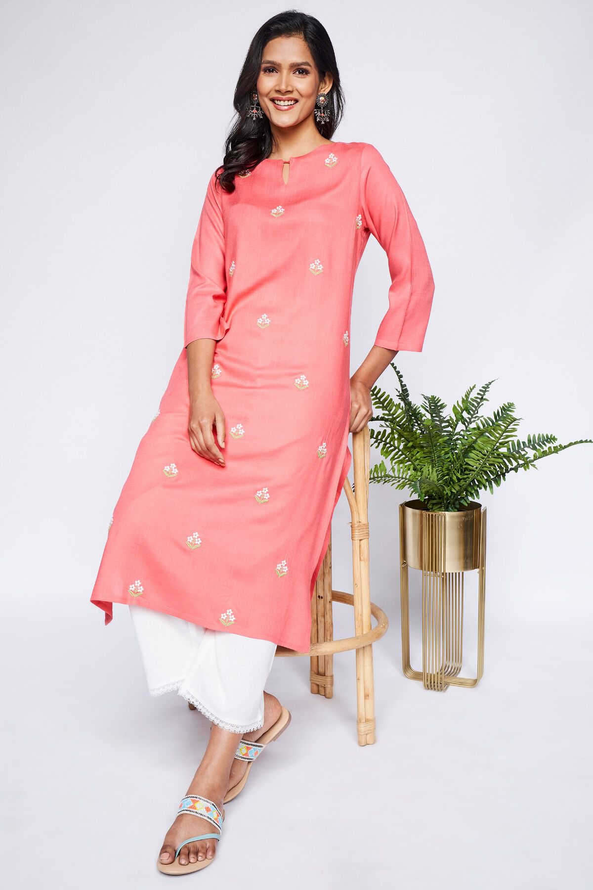 2 - Coral Regular Length Kurta, image 2