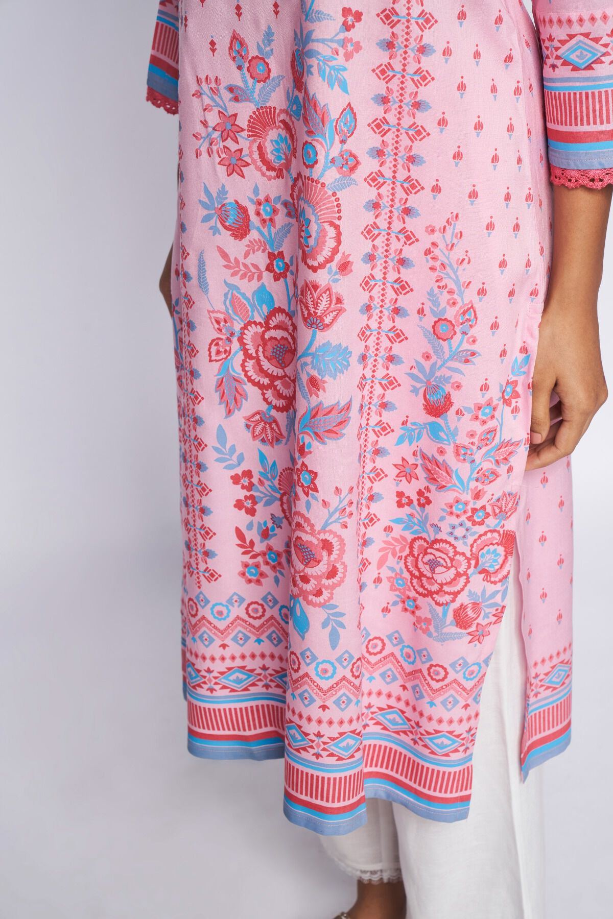 5 - Pink Floral Kurta, image 6