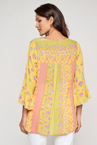 Yellow Flared Floral Comfort Top, Yellow, image 6