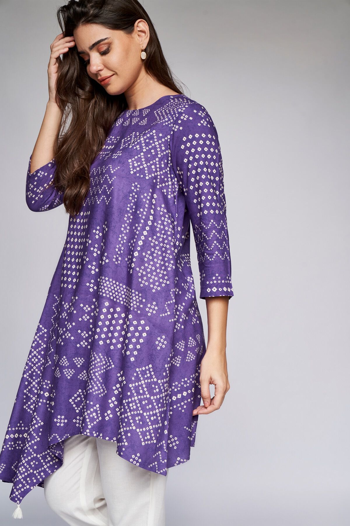 5 - Purple Ethnic Motifs A-Line Tunic, image 5