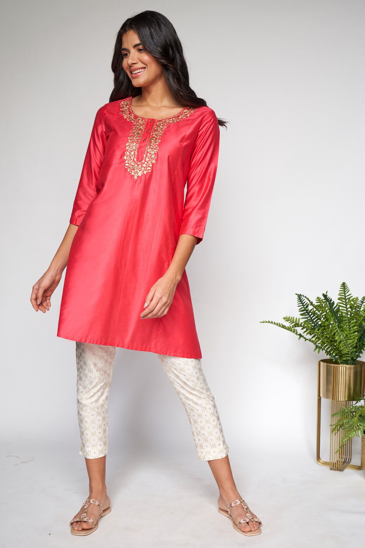 3 - Pink Embroidered Short Tunic, image 3