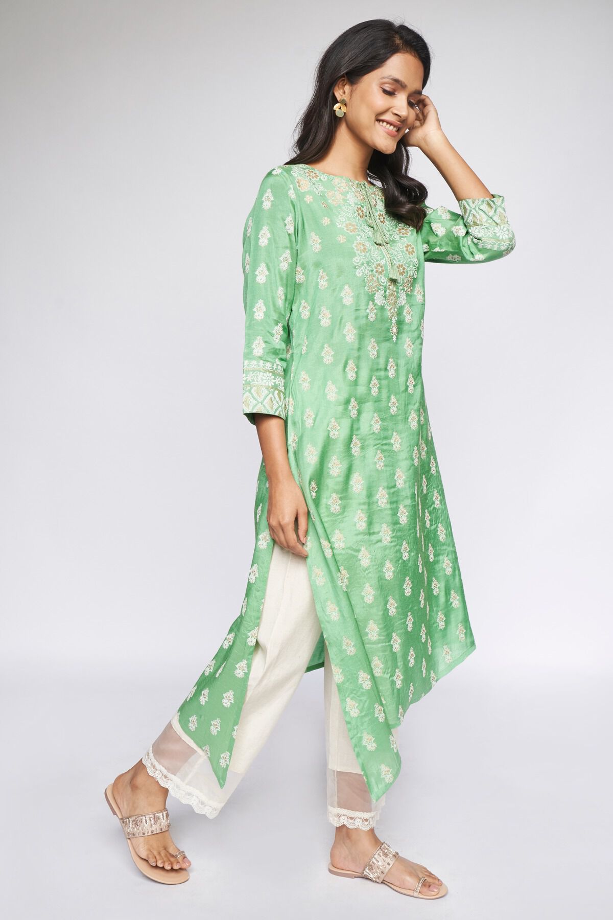 4 - Mint Floral Kurta, image 4