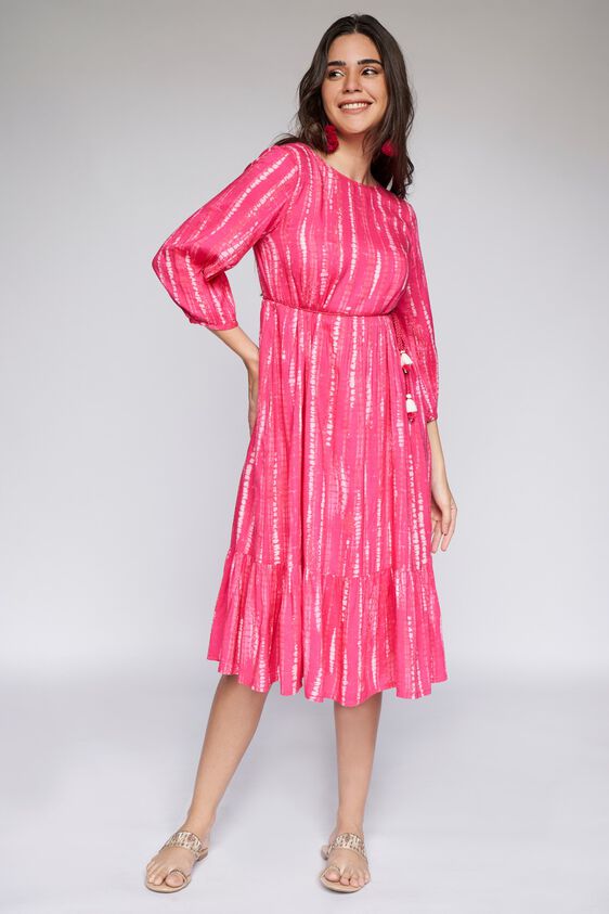 3 - Pink Tie & Dye Fit & Flare Dress, image 3