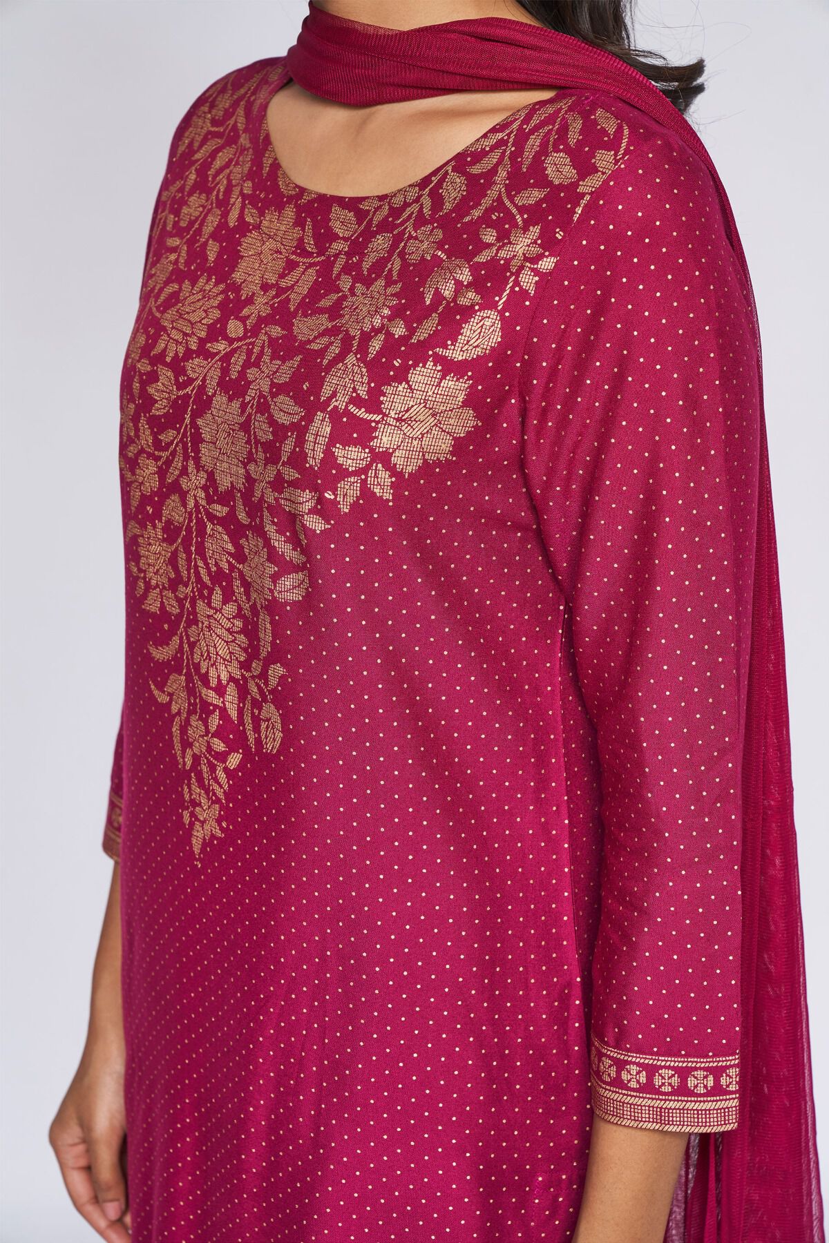 5 - Fuschia Khadi Suit Set, image 5