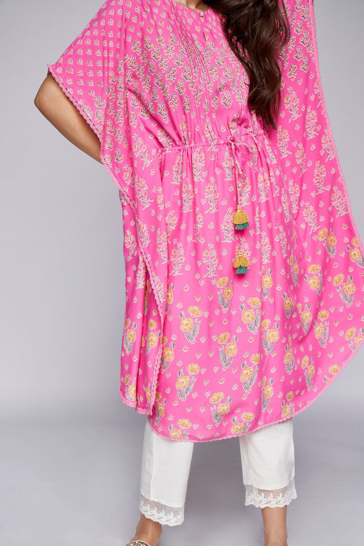 5 - Pink Floral Kaftan Kurta, image 5