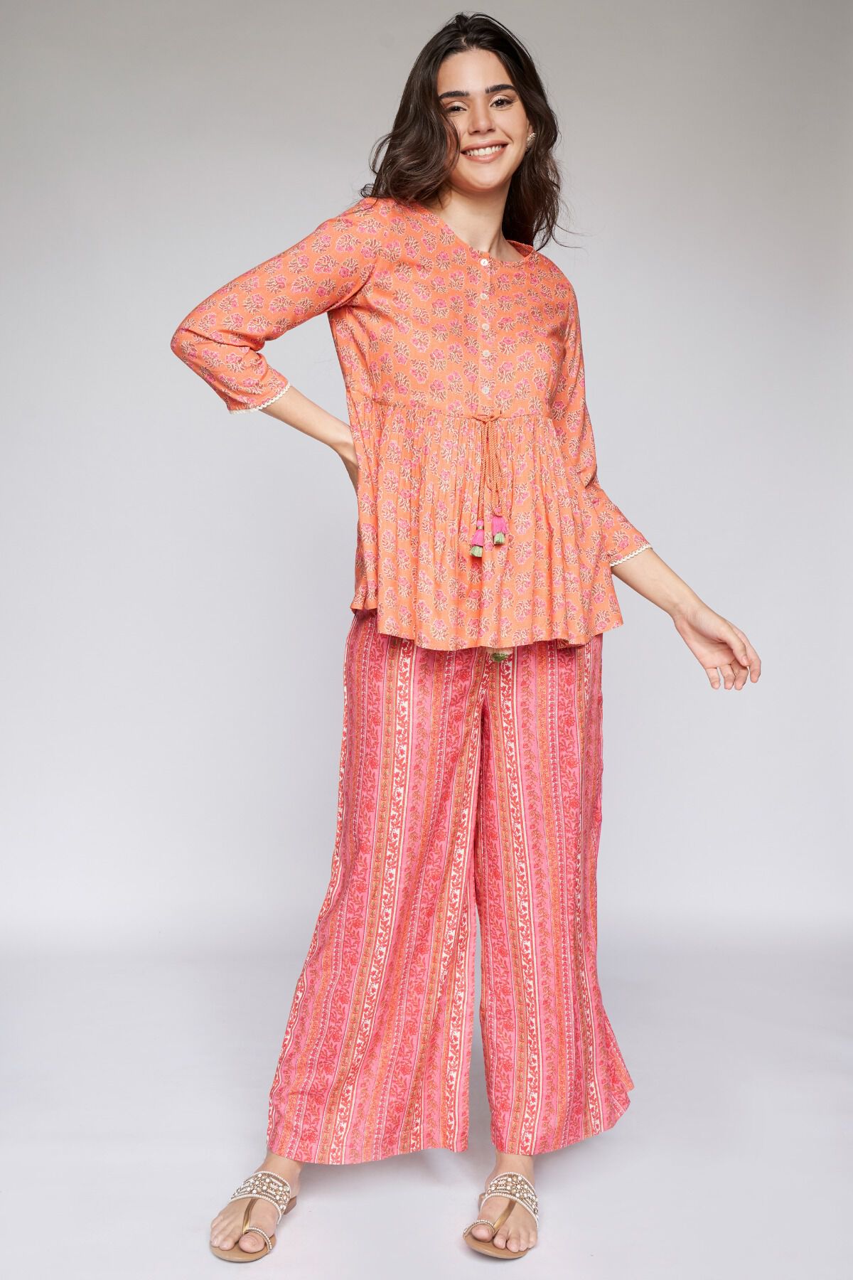 4 - Orange Floral Fit & Flare Top, image 4