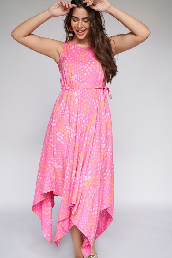 1 - Pink Floral Fit and Flare Dress, image 1