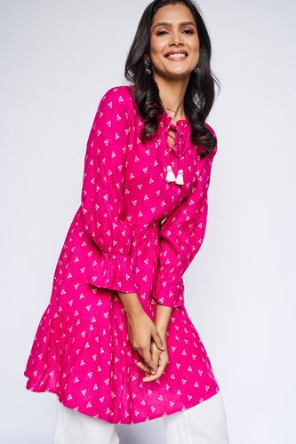 6 - Dark Pink Ethnic Motifs Fit & Flare Dress, image 6