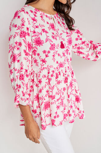 Pink Floral Fit and Flare Top, Pink, image 5