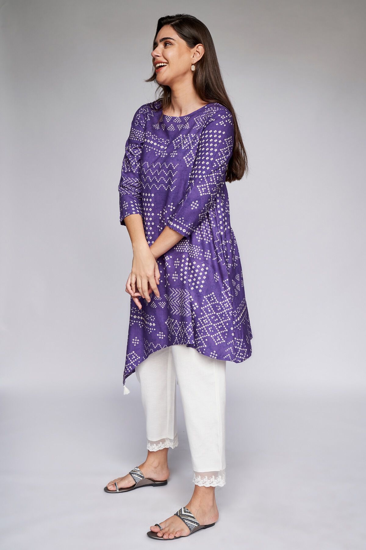4 - Purple Ethnic Motifs A-Line Tunic, image 4