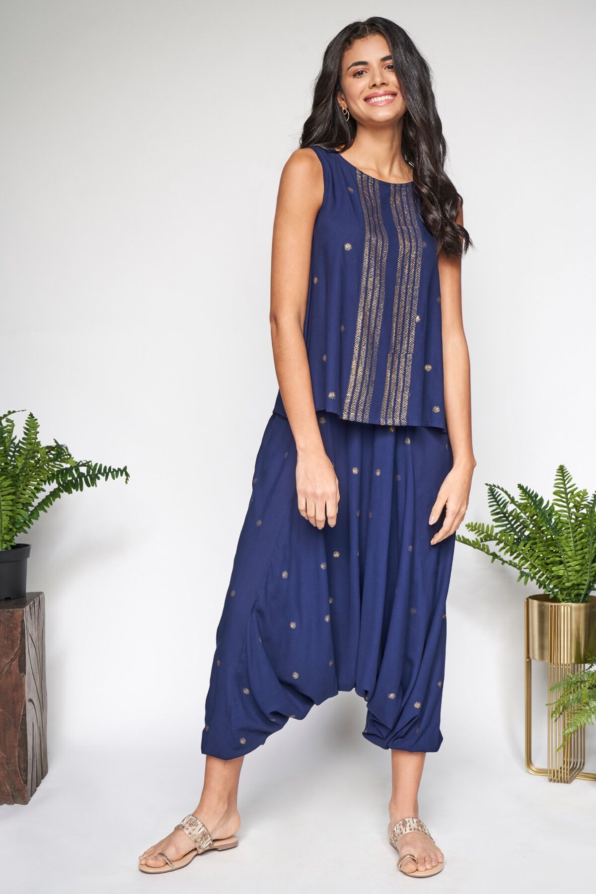 2 - Indigo Regular A-Line Dhoti Set, image 2