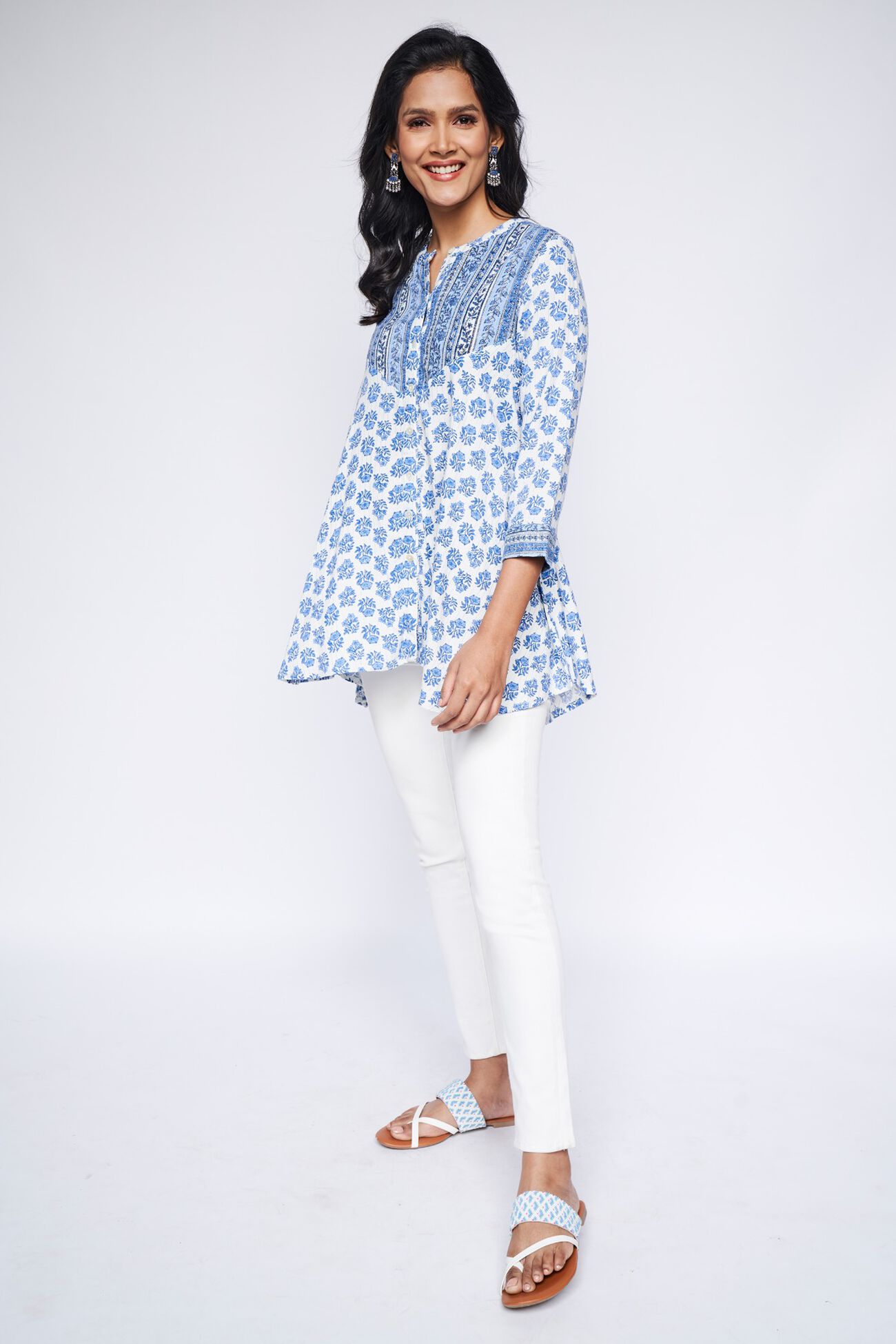 6 - Blue Floral A-Line Tunic, image 6