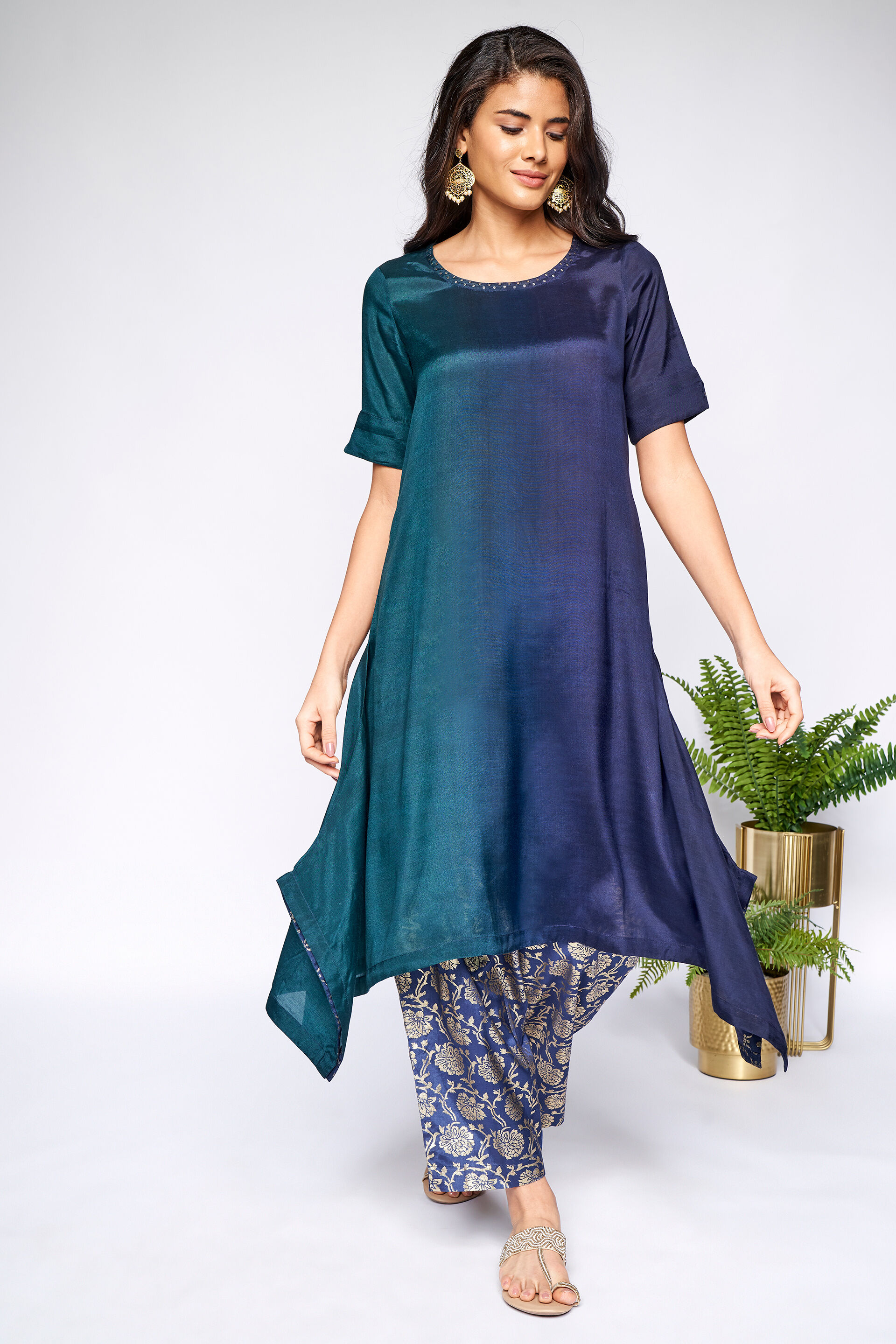 2 - Indigo Regular A-Line Kurta, image 2