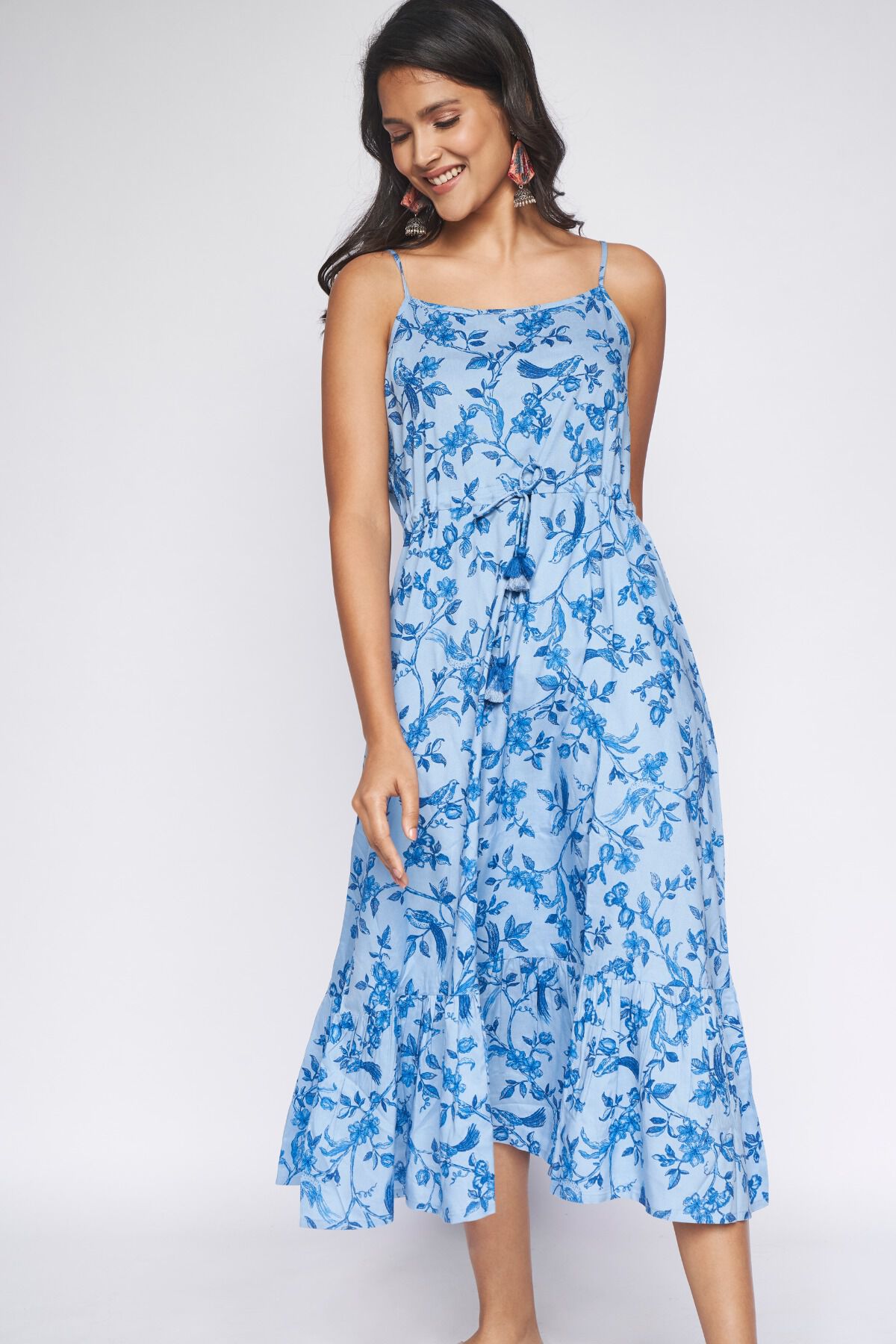 2 - Blue Floral Fit & Flare Dress, image 2