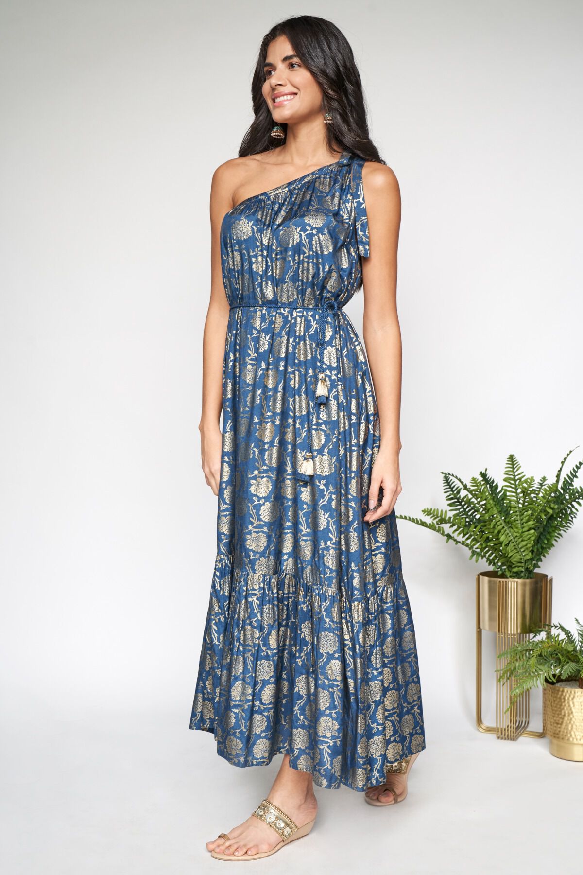 2 - Teal Tie Ups Fit and Flare Gown, image 2