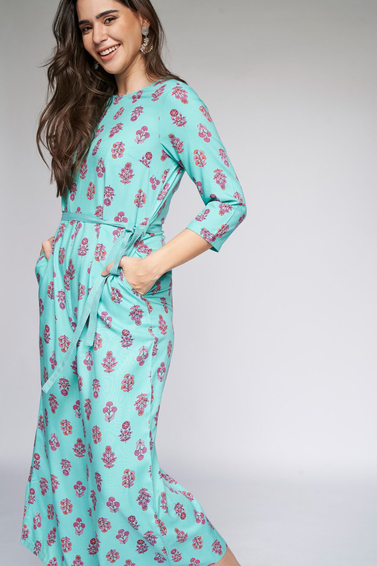 4 - Teal Ethnic Motifs Jump Suit, image 4