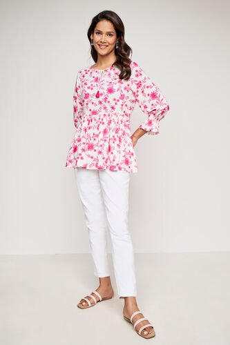 Pink Floral Fit and Flare Top, Pink, image 3