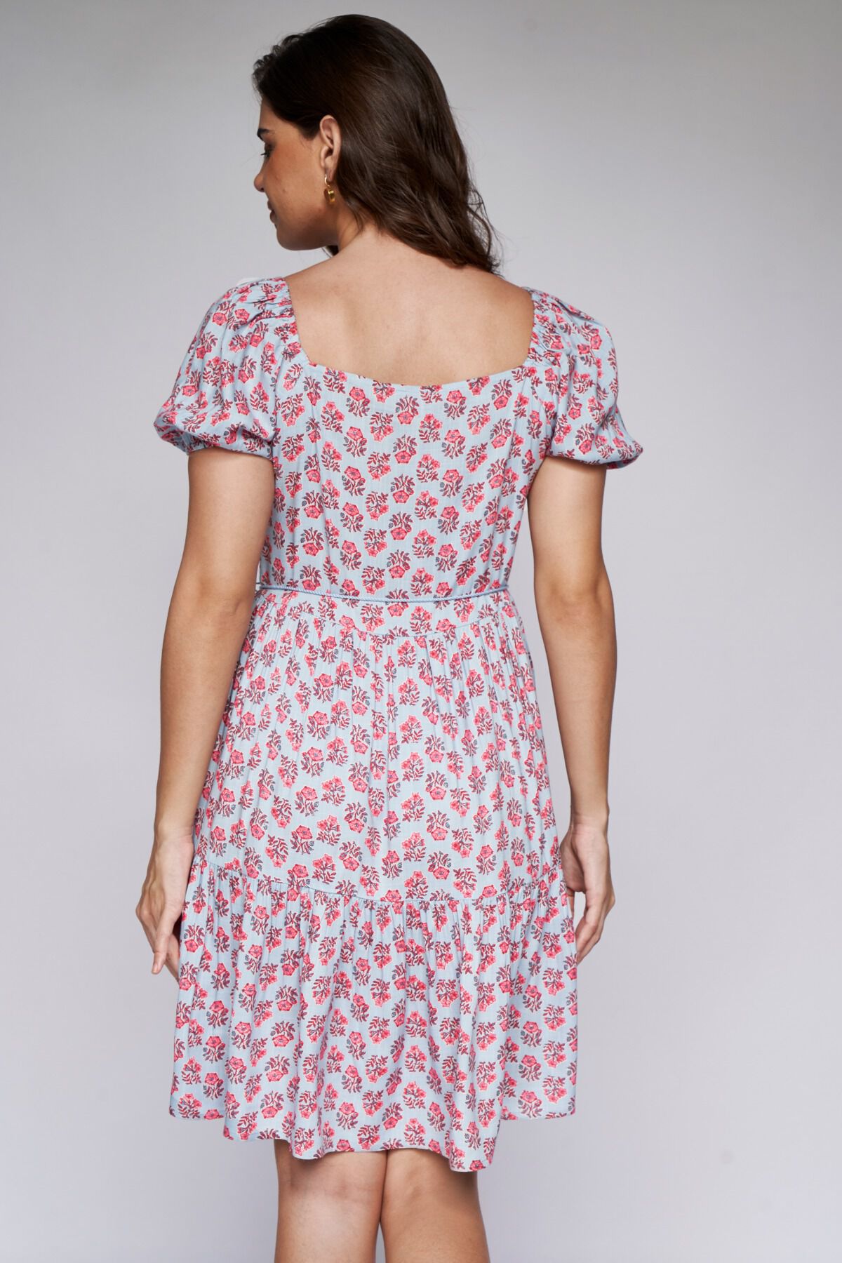5 - Blue Floral Fit and Flare Dress, image 5