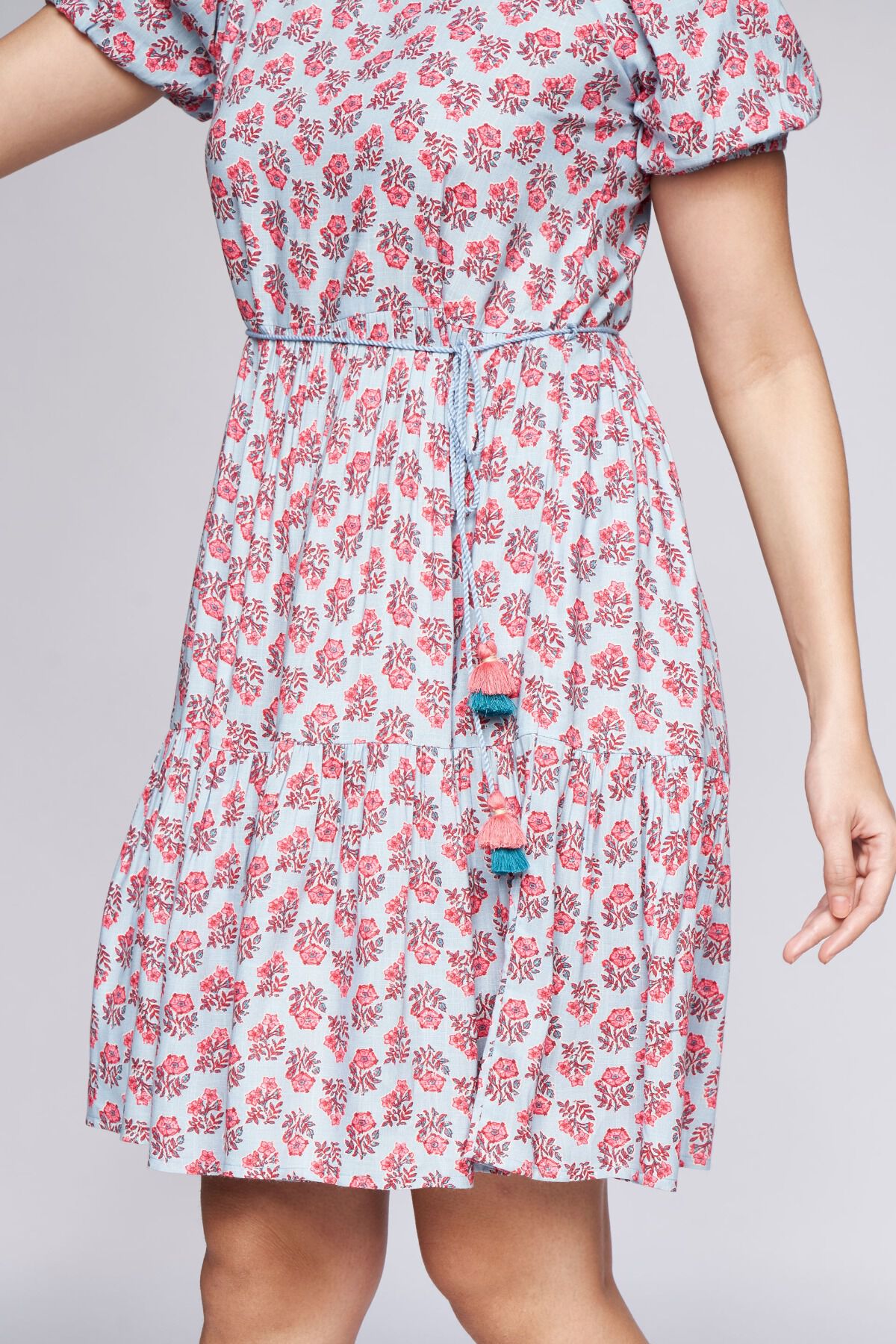 6 - Blue Floral Fit and Flare Dress, image 6