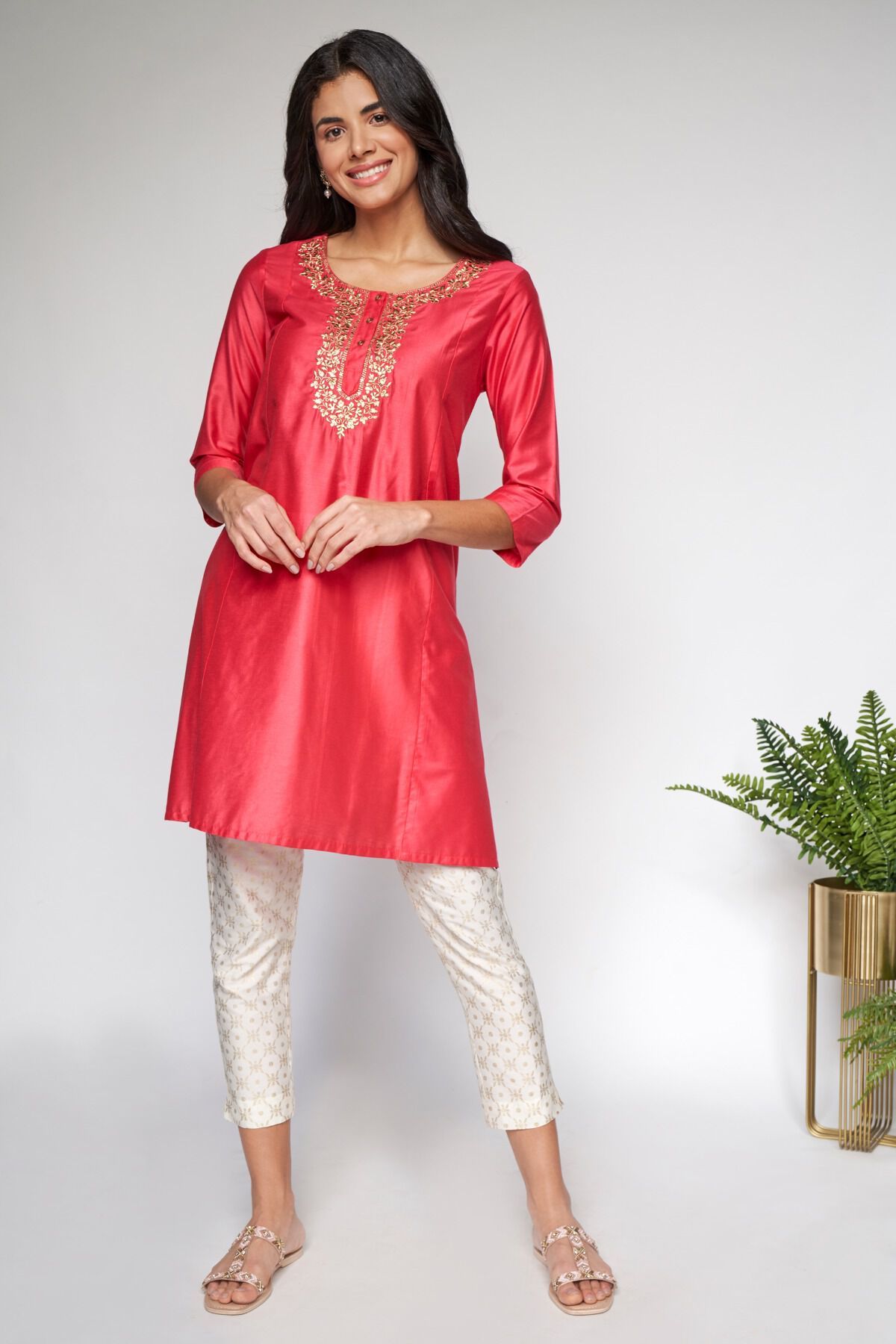 2 - Pink Embroidered Short Tunic, image 2