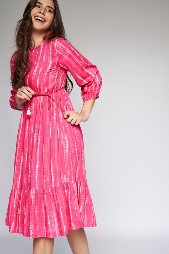 4 - Pink Tie & Dye Fit & Flare Dress, image 4