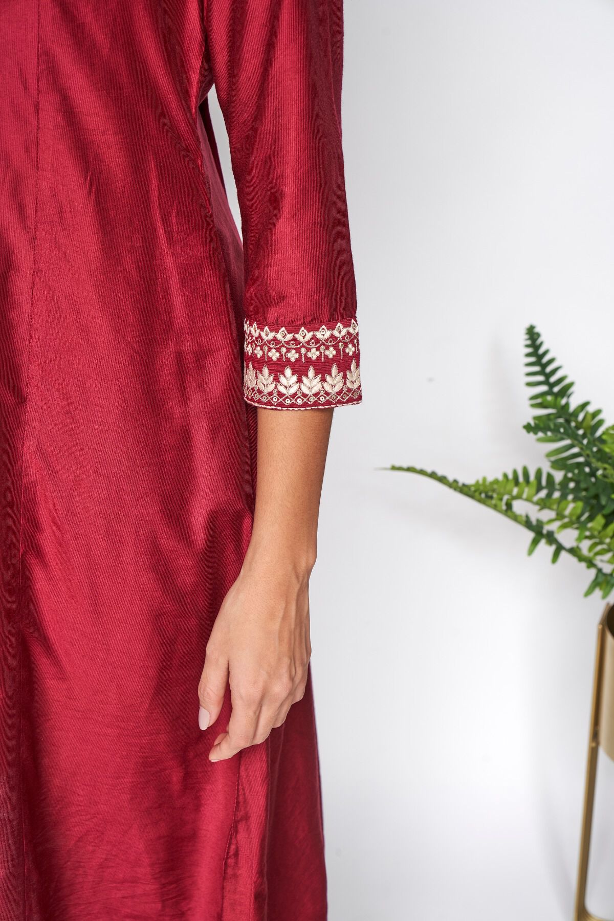 5 - Maroon Embriodered A-Line Kurta, image 5