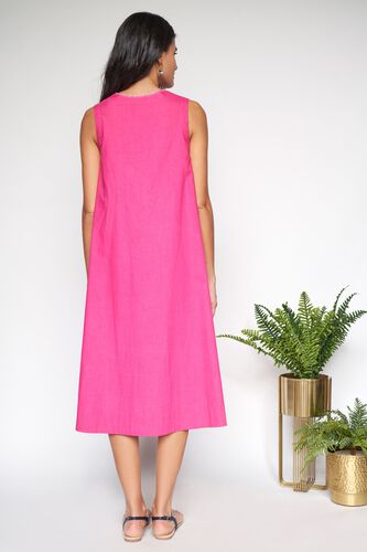 3 - Hot Pink Midi A-Line Dress, image 3
