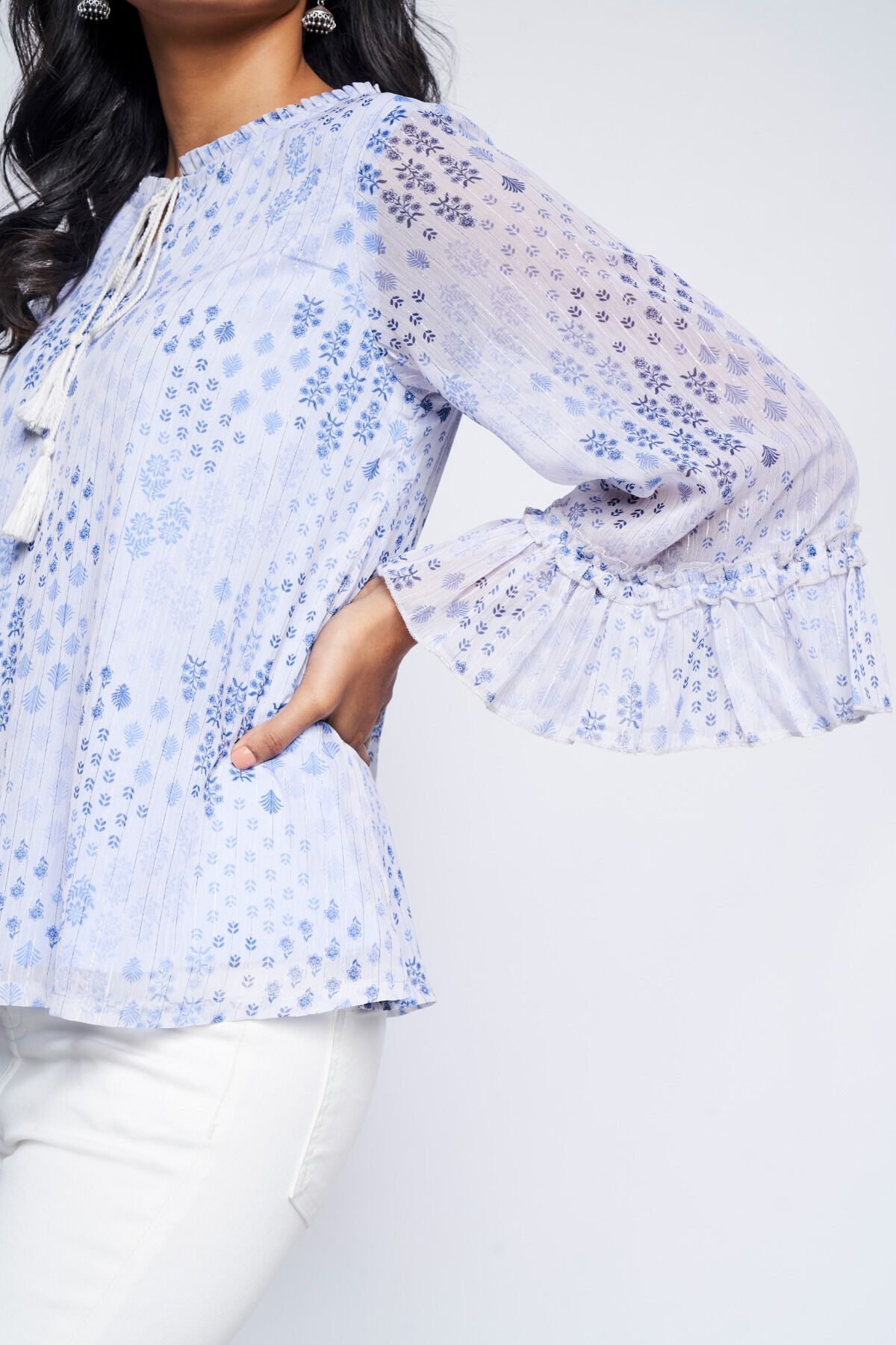 5 - Blue Floral A-Line Top, image 5