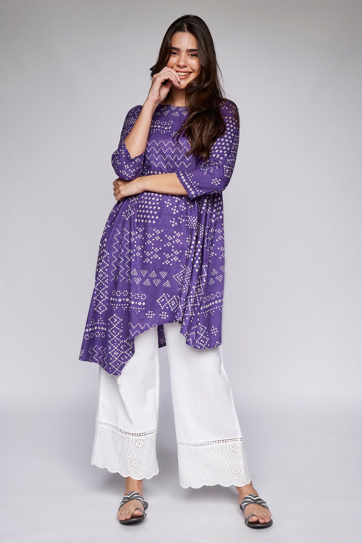 3 - Purple Ethnic Motifs A-Line Tunic, image 3