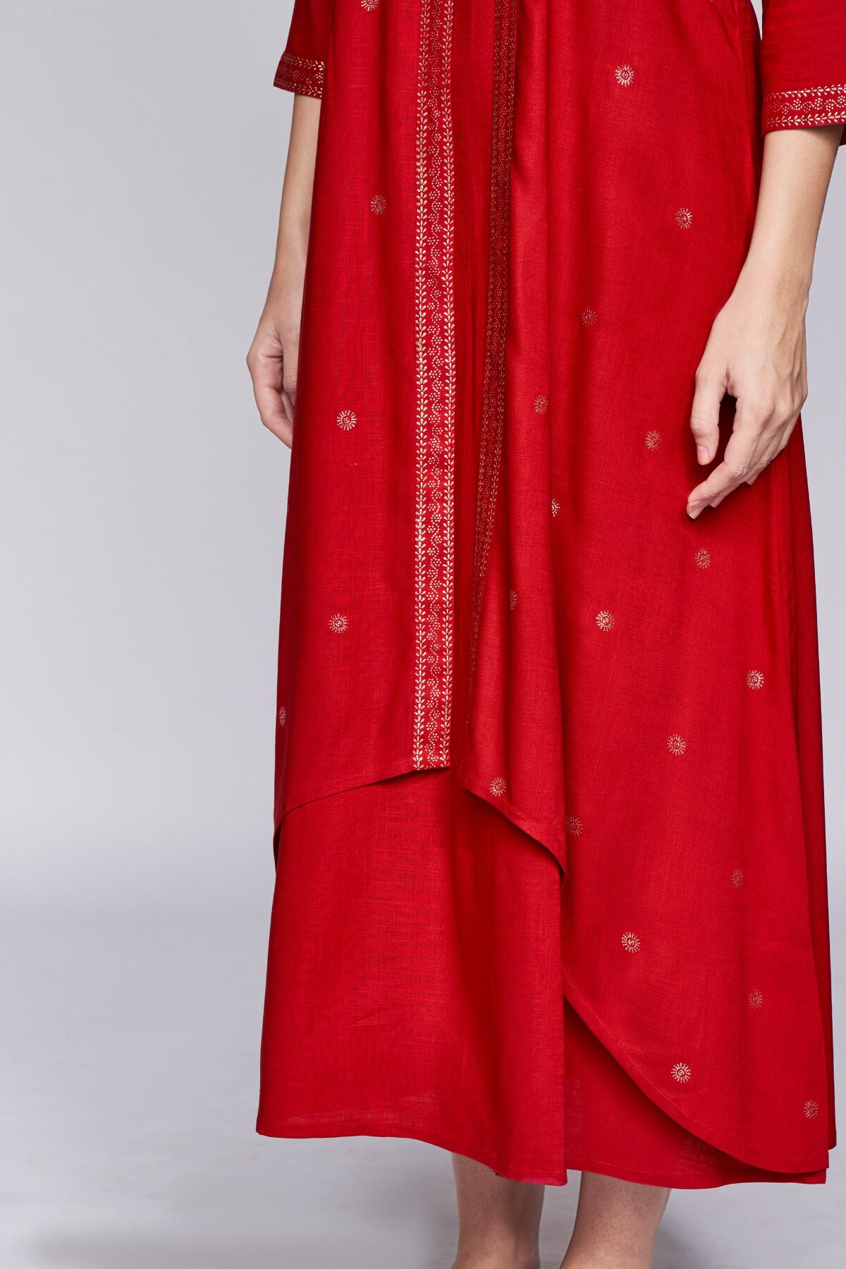 5 - Maroon Rogan Print Layered Kurta 2P Suit Set, image 5
