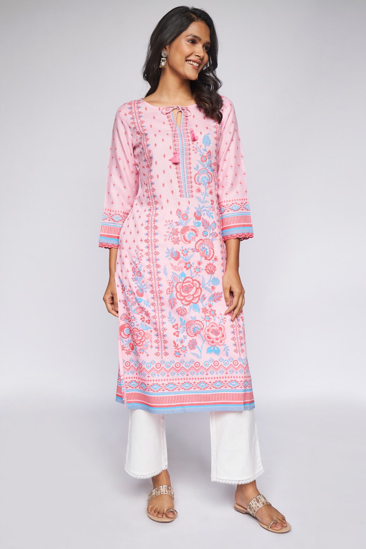 2 - Pink Floral Kurta, image 3