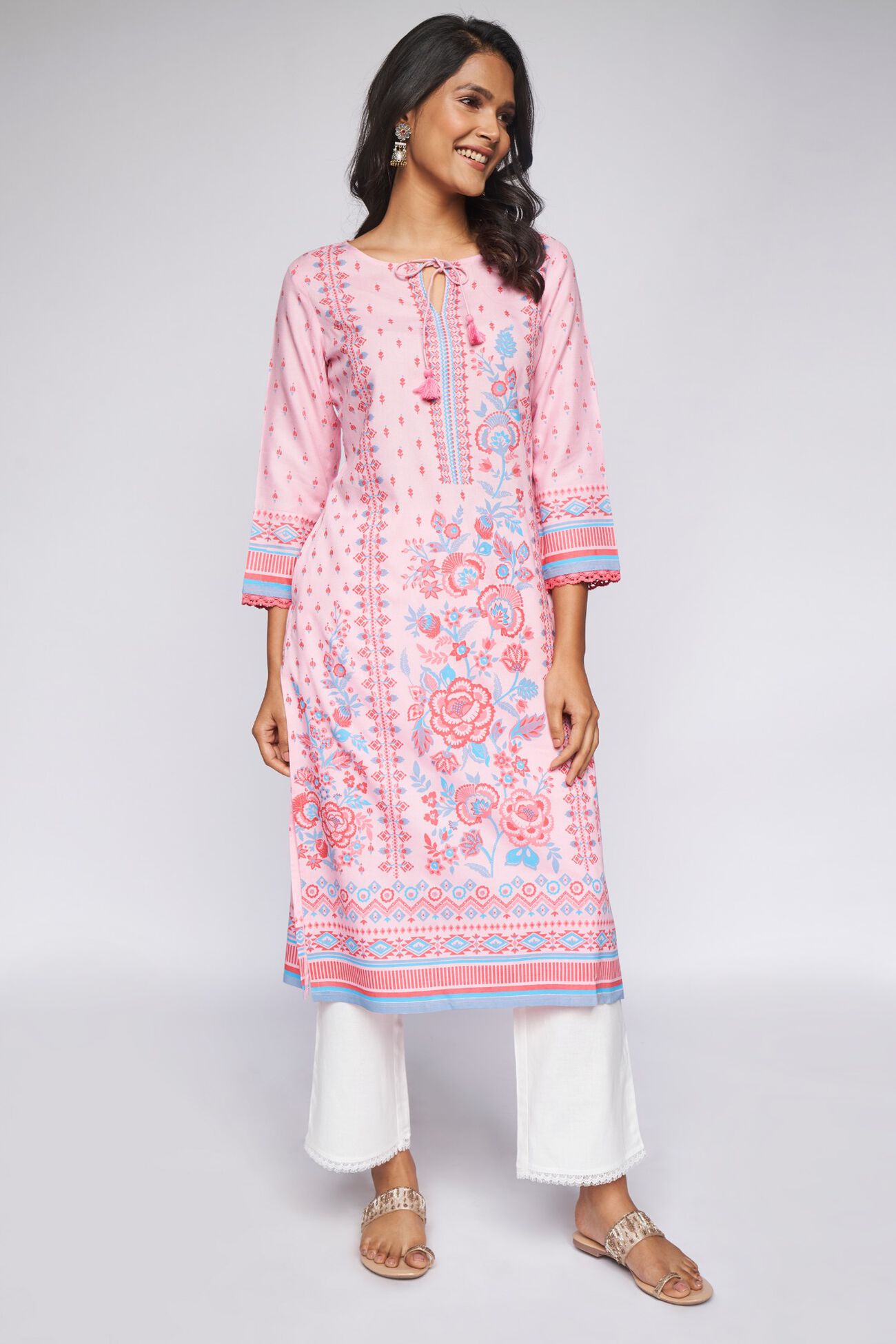 2 - Pink Floral Kurta, image 3