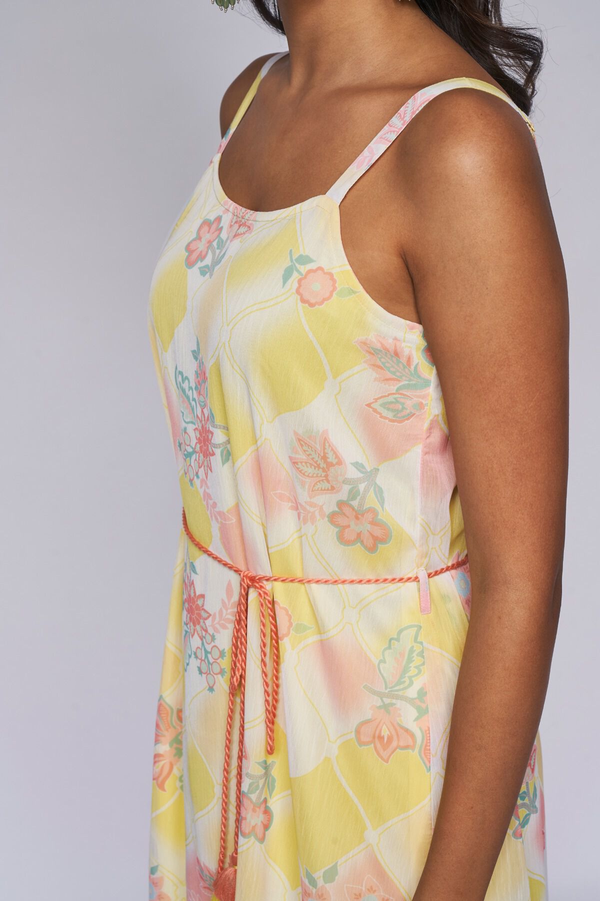 6 - Lime Green Floral Strapy Dress Dress, image 6