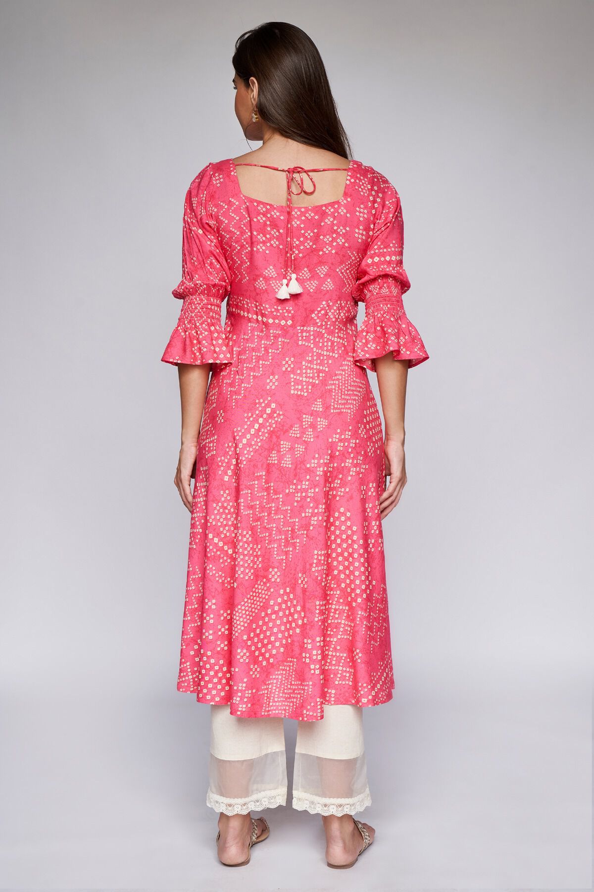 5 - Coral Ethnic Motifs Fit & Flare Dress, image 5