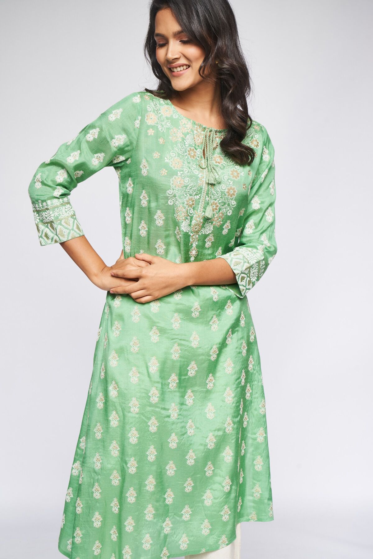 5 - Mint Floral Kurta, image 5