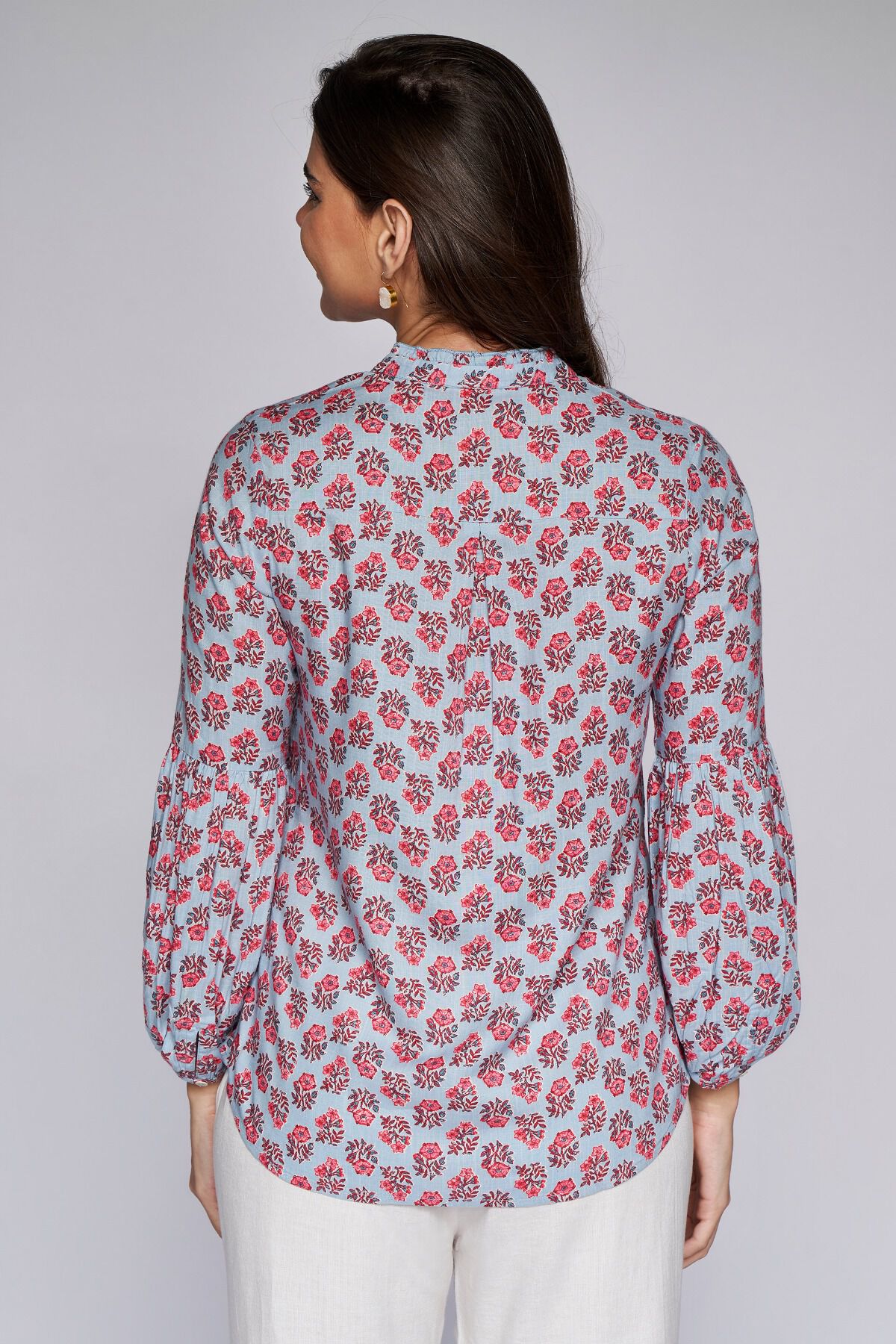 6 - Blue Floral Shirt Style Top, image 6