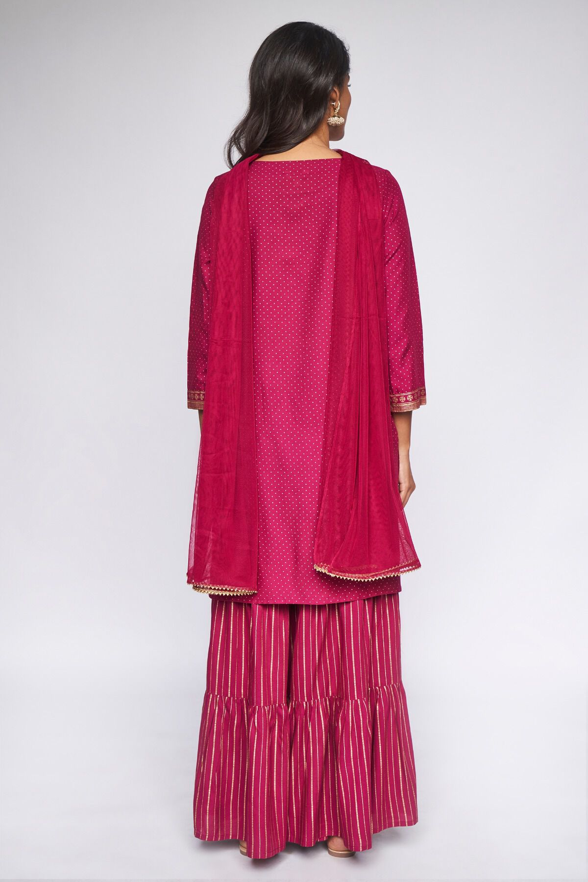 4 - Fuschia Khadi Suit Set, image 4
