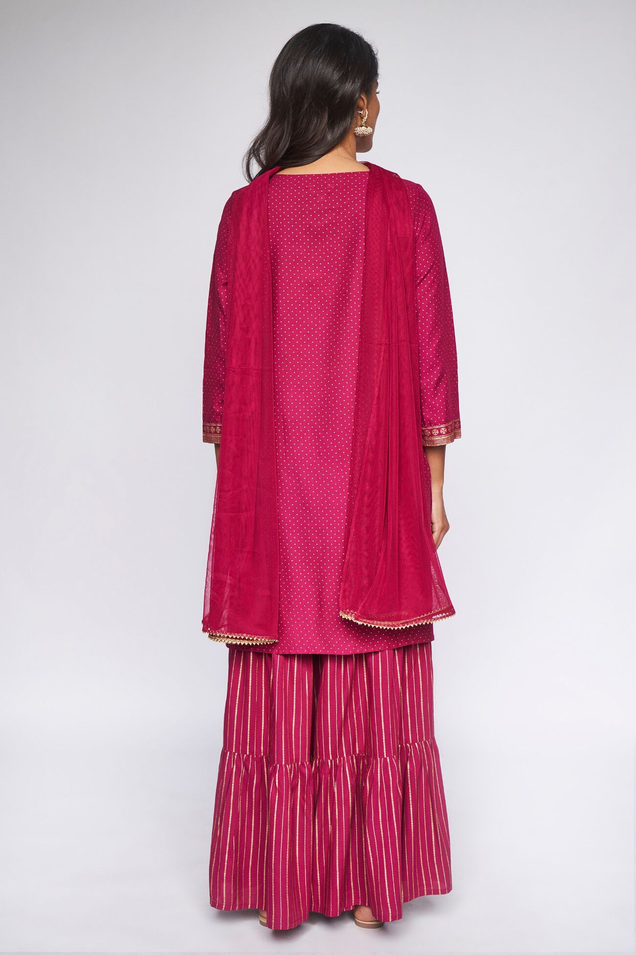 4 - Fuschia Khadi Suit Set, image 4