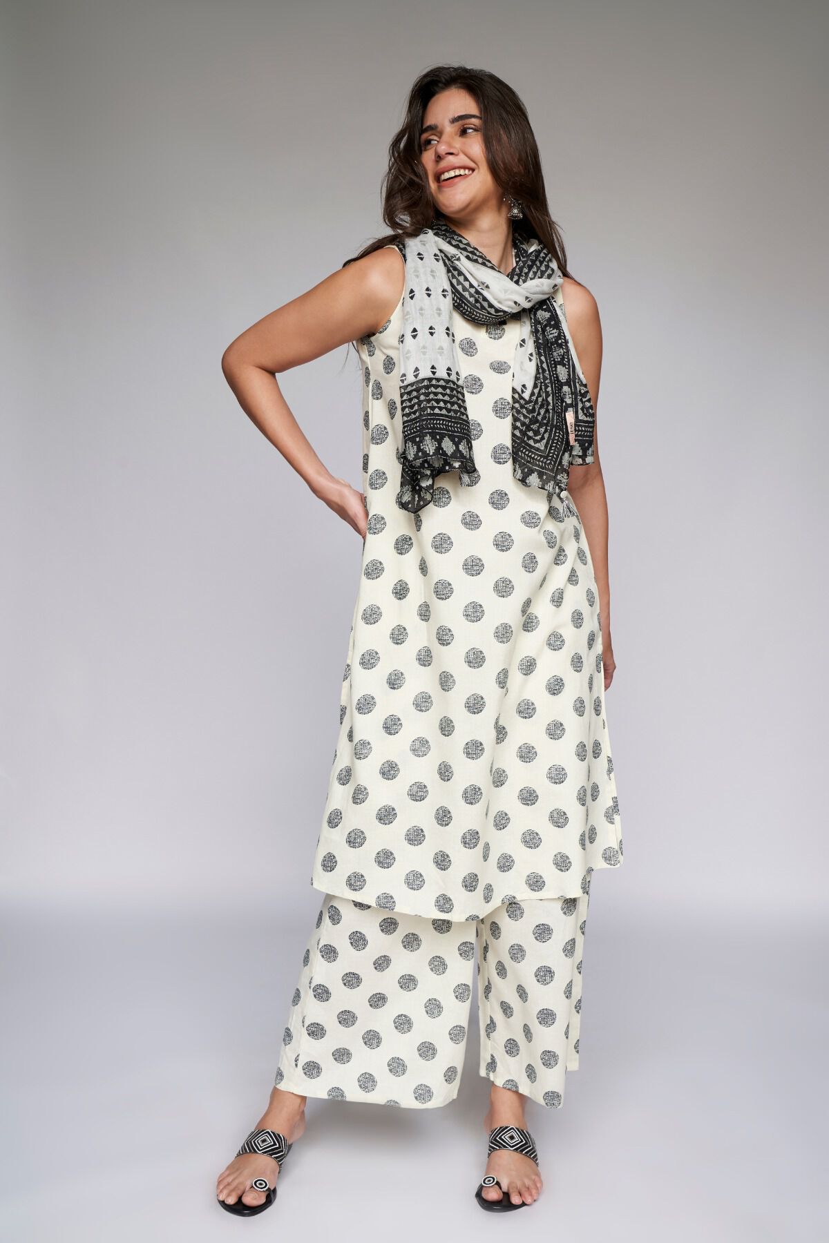 2 - Black Printed Scarf, image 2