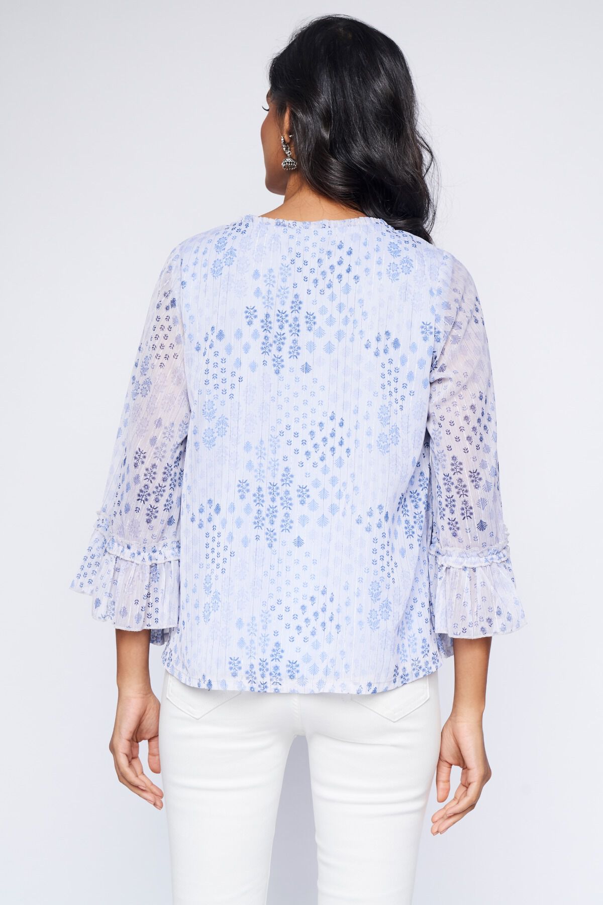 4 - Blue Floral A-Line Top, image 4