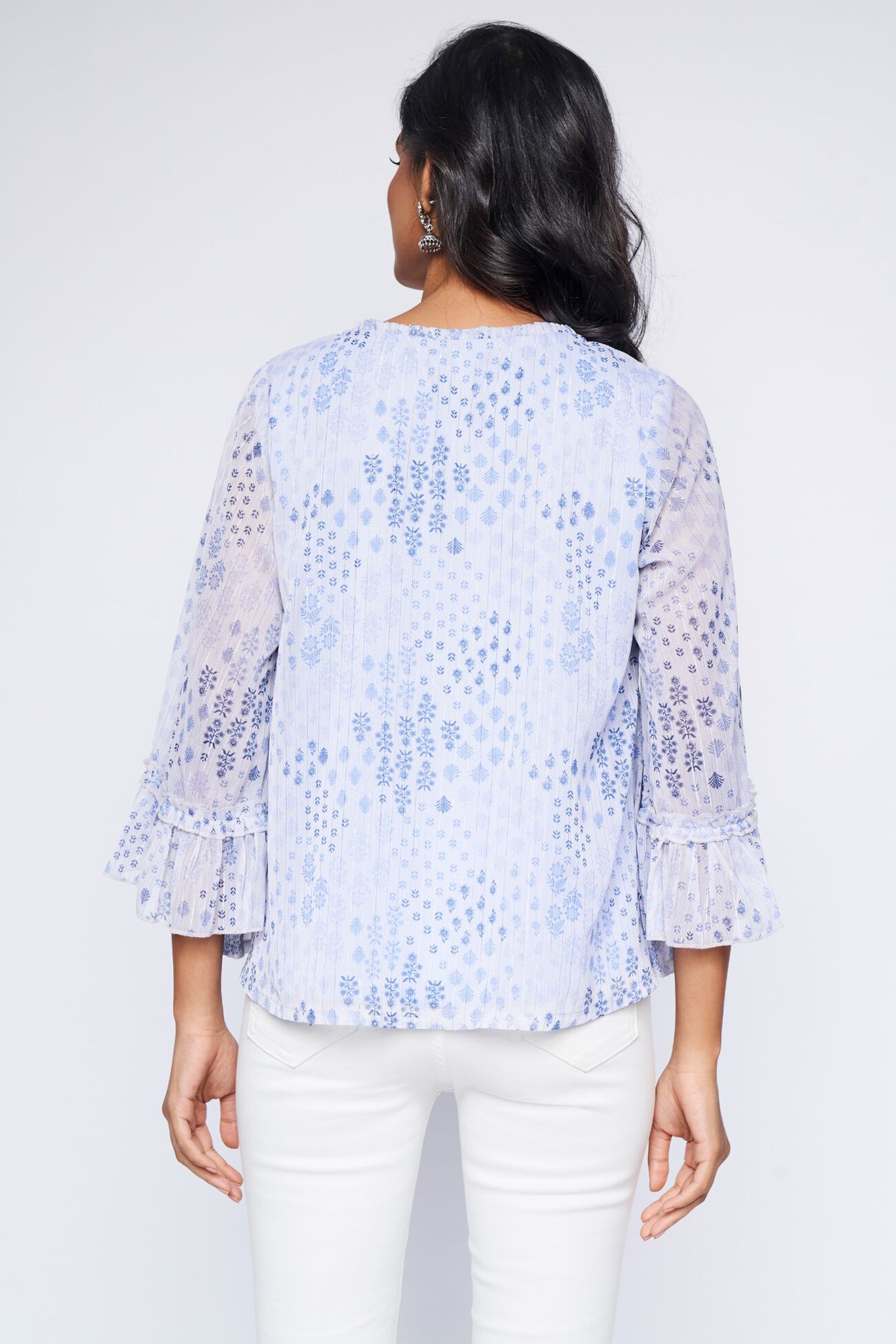 4 - Blue Floral A-Line Top, image 4