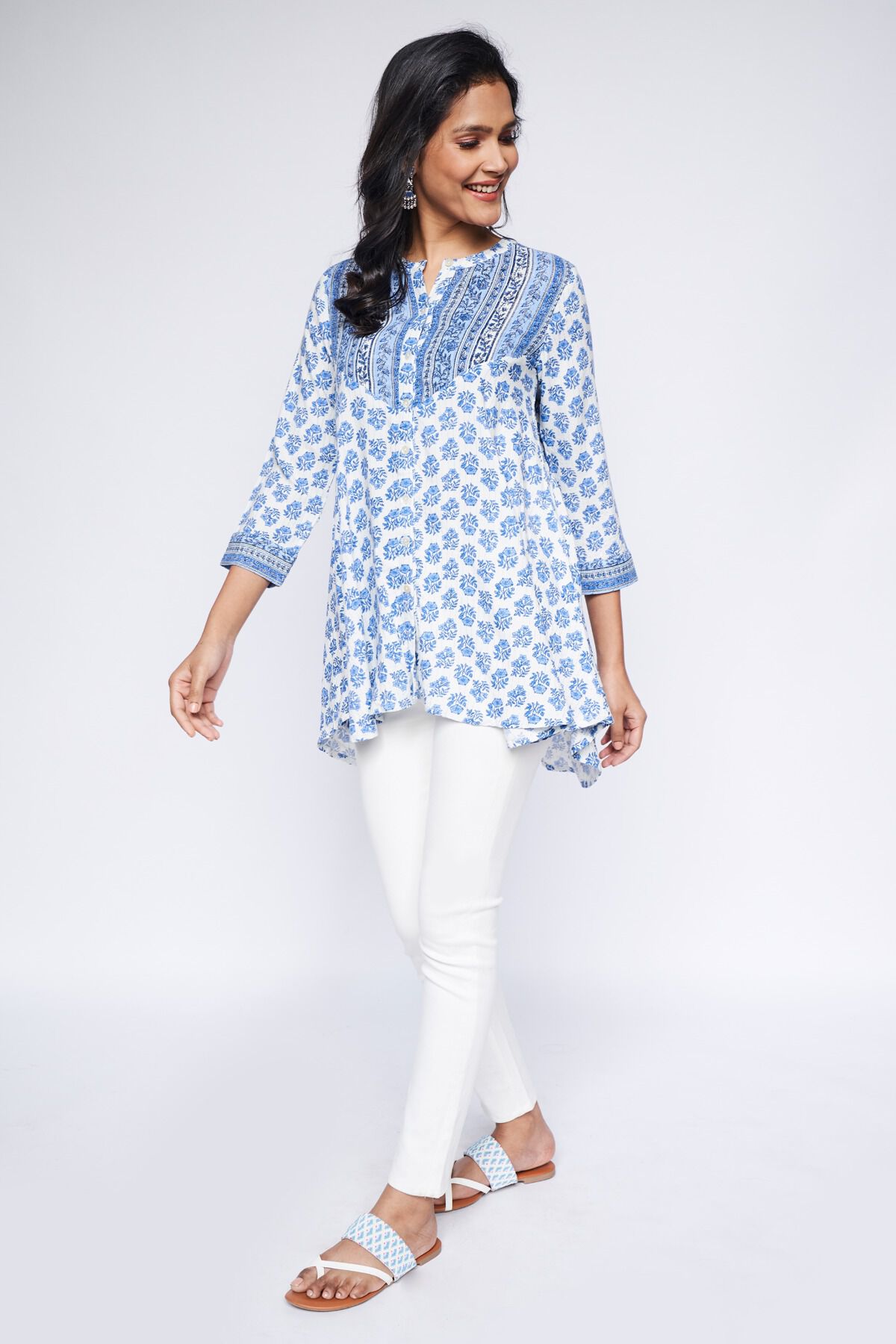 4 - Blue Floral A-Line Tunic, image 4