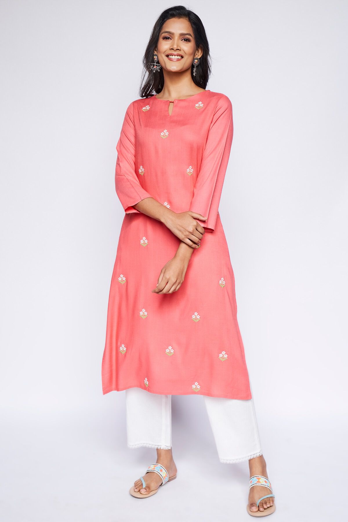 4 - Coral Regular Length Kurta, image 4