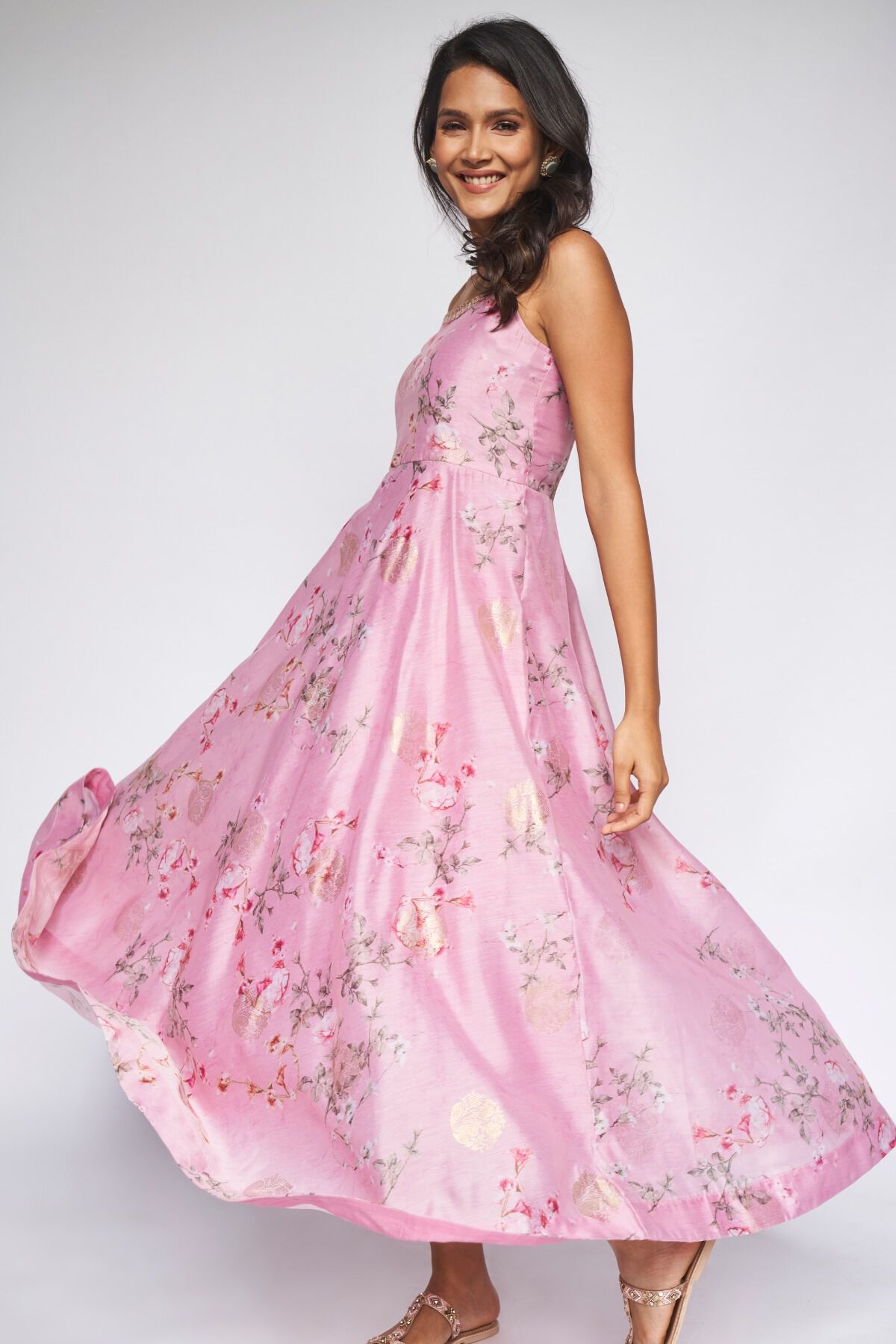 Pink Floral Fit & Flare Dress, Pink, image 7